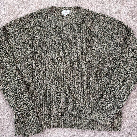 Vtg J Crew Sweater Mens XL Tall Green Marled 100% Cotton India Oarsman Fisherman